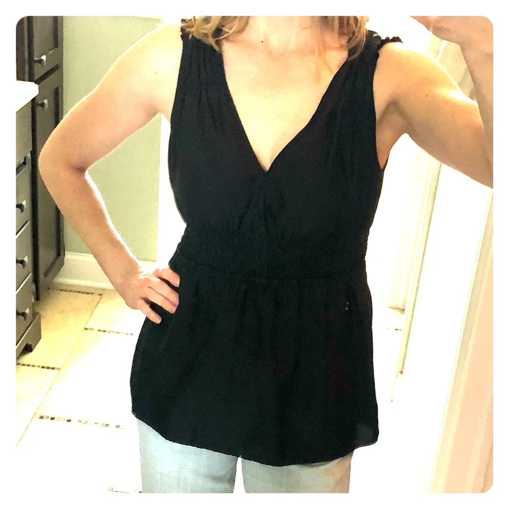 Black fit and flare blouse